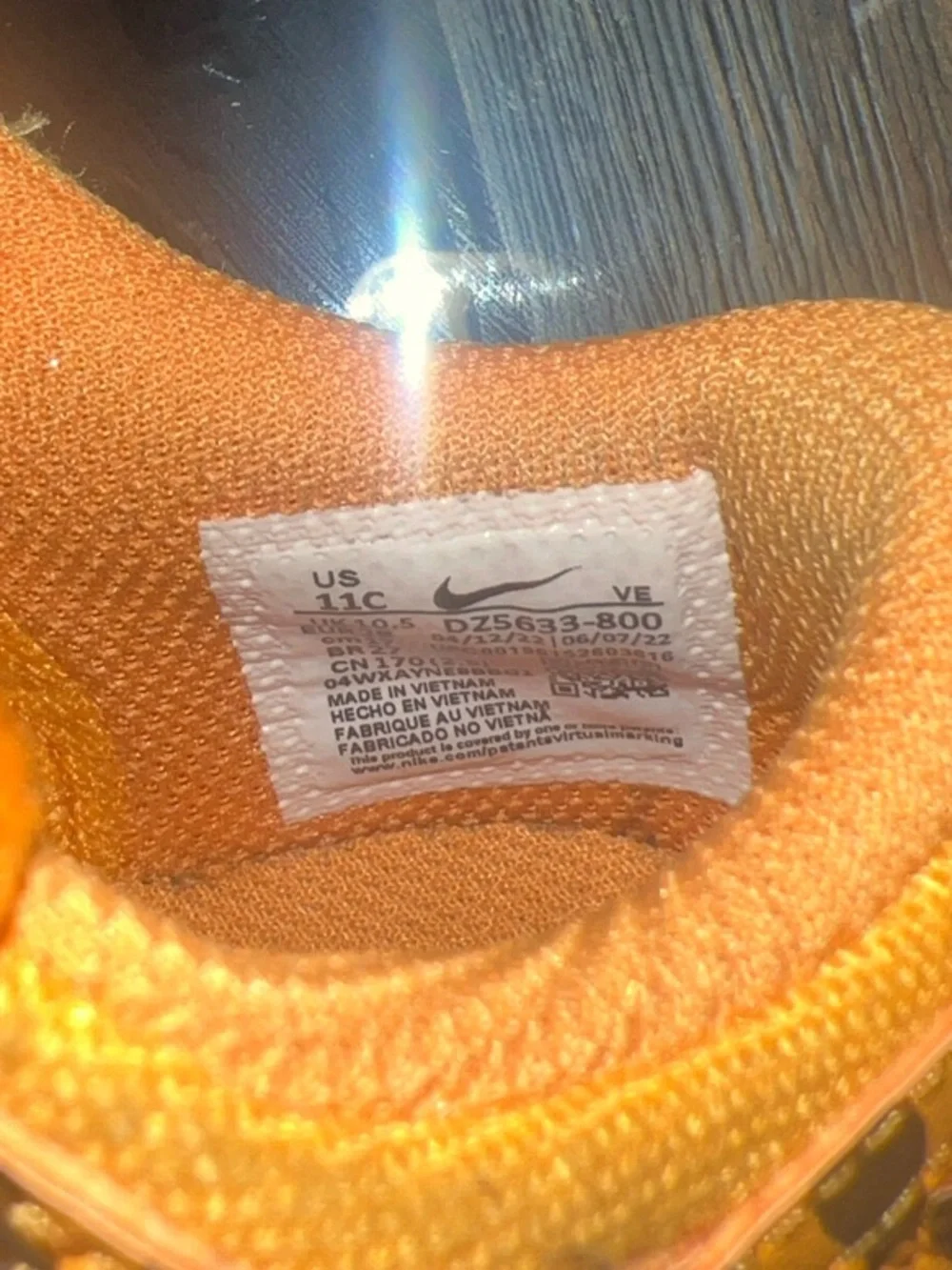 Nike Kids' Orange and Black Tiger-Print Low Top Sneakers